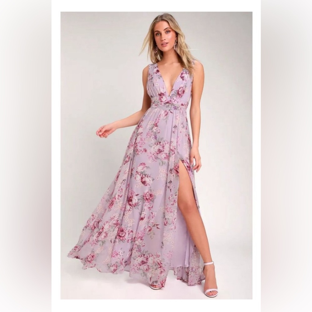 Lulu's Lavender Floral Maxi Dress
